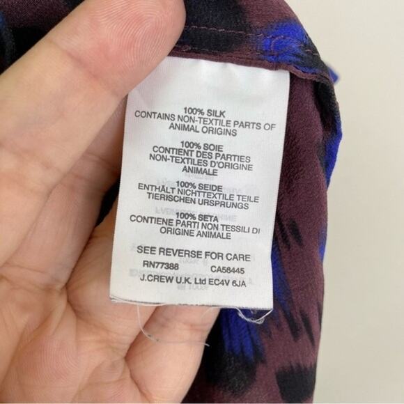 J Crew Brown 100% Silk Cheetah Print Hidden Buttons Blouse 0 - Picture 6 of 9